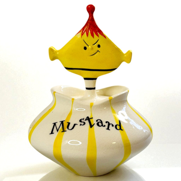 Holt Howard Pixieware Mustard Condiment Jar Spoon Lid MCM Vintage 1958 HTF READ - Picture 1 of 17
